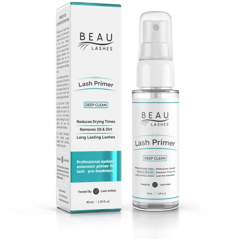beau lashes برايمر رموش لتمديد الرموش (40 مل) - لتنظيف الرموش، وتعزيز نمو الرموش الصحي وإطالة عمر رموش الفوكس مينك الفردية - يزيل بقايا المكياج وزيت الماسكارا - Image 1